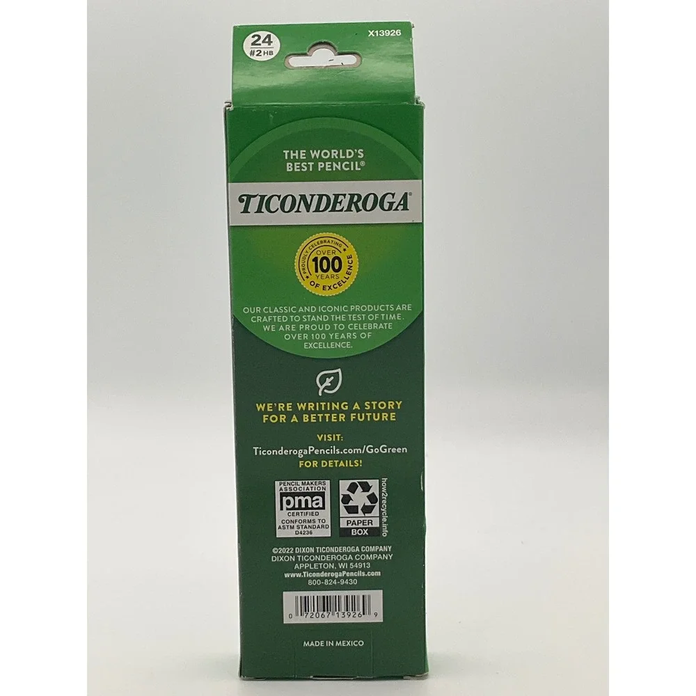 Ticonderoga Matte Black Wood-Cased Pencils 24 Count #2 HB Unsharpened X13926